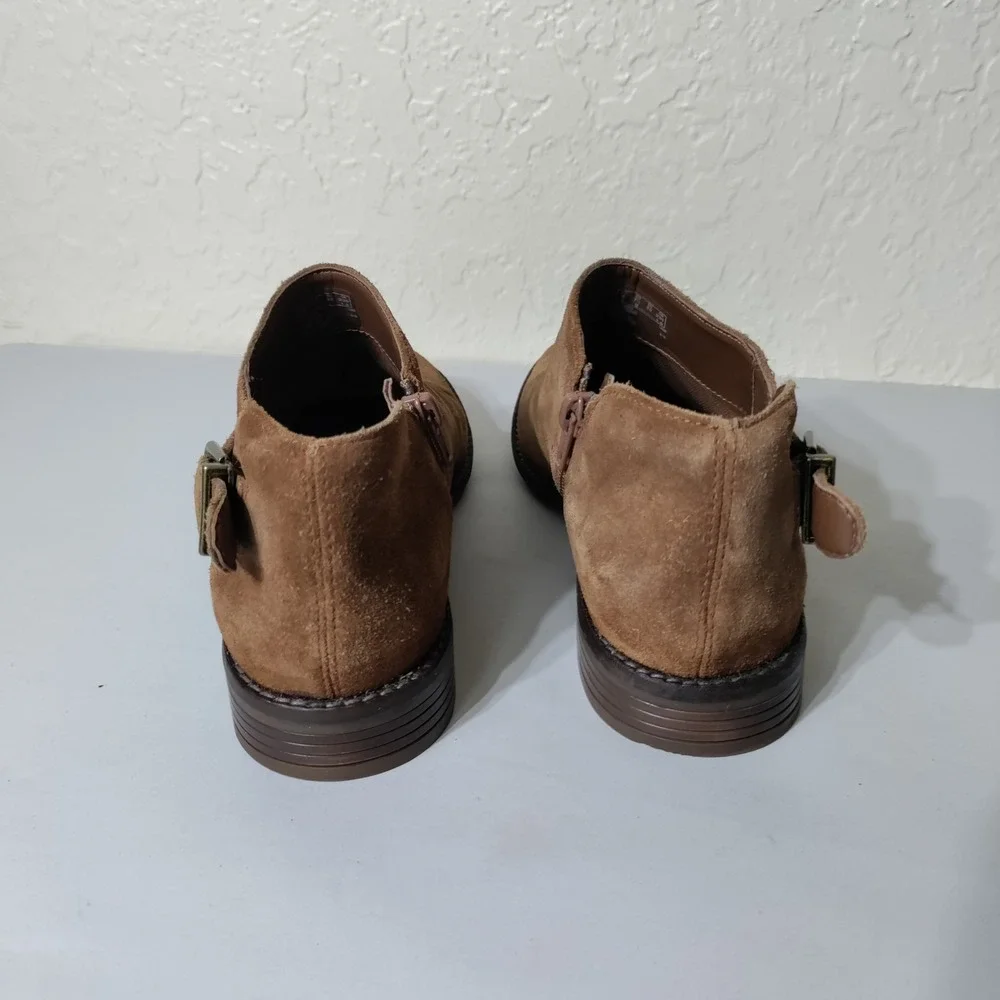 Clarks Collection Suede Ankle Boots Tan Brown Buckle Zip 7.5 261467234050
